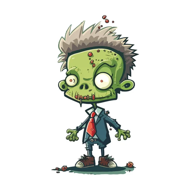 Zombie Dibujos Animados Con Gran Zombie — Vector de stock