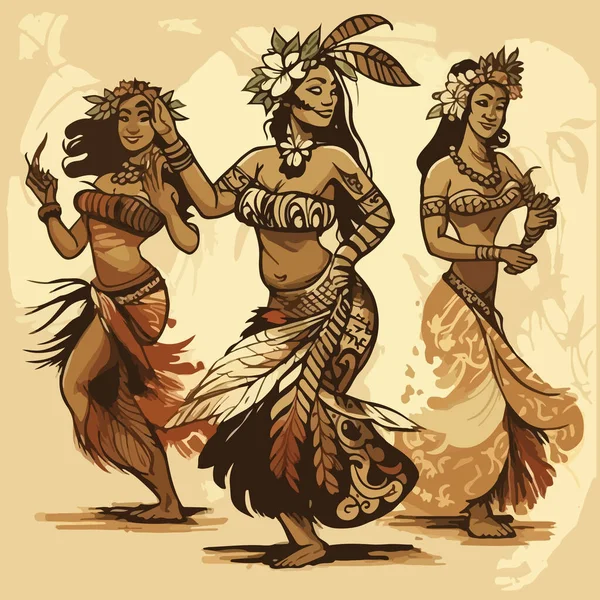 Mulher Étnica Com Vestido Indígena Nativo Americano Vestido Tribal Ilustração —  Vetores de Stock