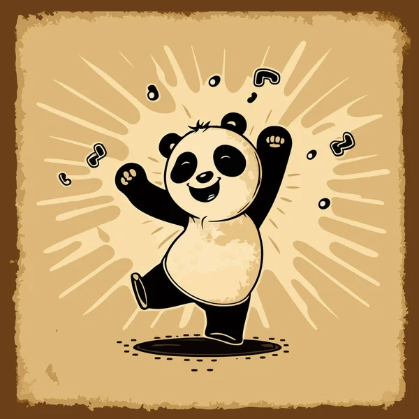 Simpatico Panda Stile Vintage Illustrazione Vettoriale — Vettoriale Stock