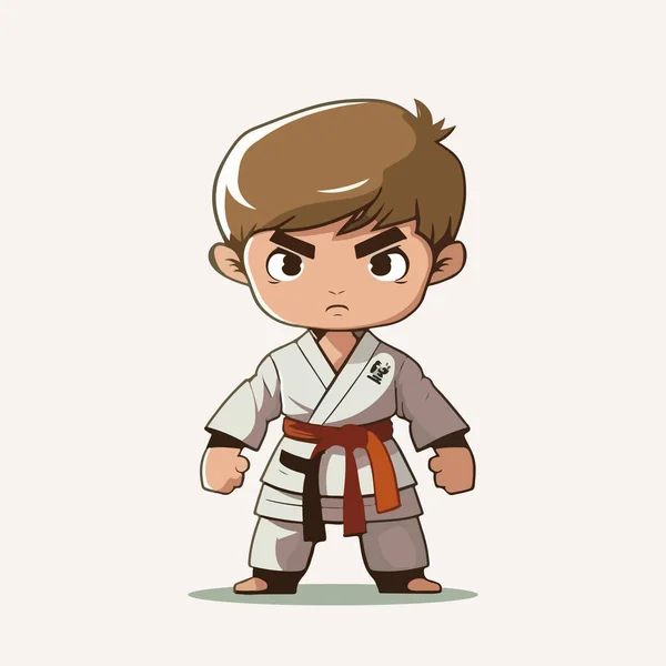 Kreslený Postava Malého Chlapce Karate Vektorové Ilustrace — Stockový vektor