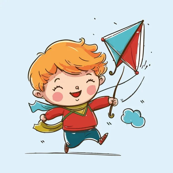 Gelukkige Kinderen Met Vlieger Regenboog Vlag — Stockvector