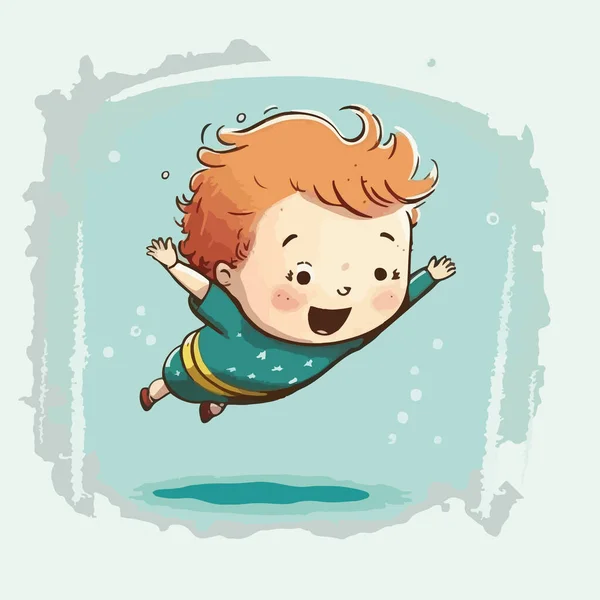 Kreslené Roztomilé Chlapec Hrát Pod Vodou — Stockový vektor