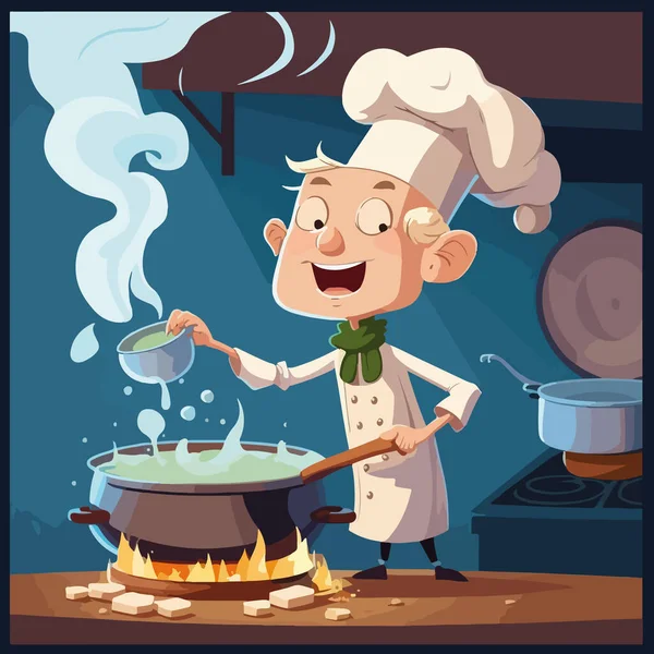 Cuisinier Dans Une Illustration Cuisine — Image vectorielle
