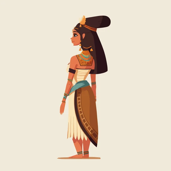 Αιγυπτιακή Φαραώ Διανυσματική Απεικόνιση Λευκό Φόντο Αρχαία Αιγυπτιακή Γυναίκα Παραδοσιακή — Διανυσματικό Αρχείο