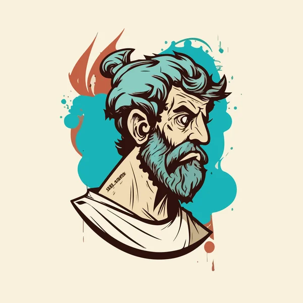 Tanrı Nın Yunan Tanrısı Şeklinde Yaşlı Bir Adamın Vektör Çizimi — Stok Vektör