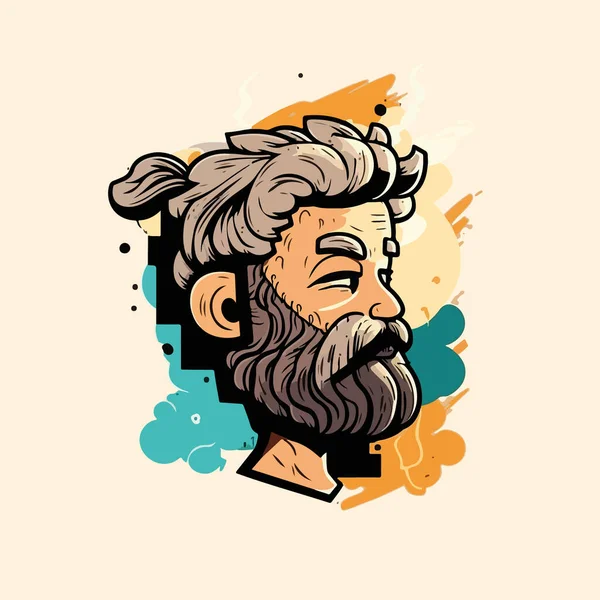 Vieil Homme Longue Barbe Moustache — Image vectorielle