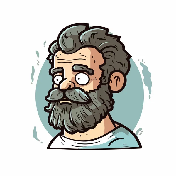Porträt Eines Bärtigen Mannes Mit Bart Schnurrbart Und Bart Vektor — Stockvektor