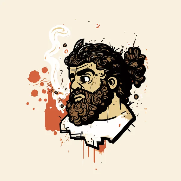 Vektör Çizimi Yunan Bir Savaşçının Portresi Yunan Savaşçısı — Stok Vektör