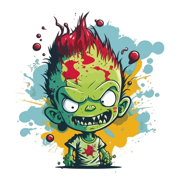 Vektor Kartun Tangan Zombie Dengan Zombie - Stok Vektor