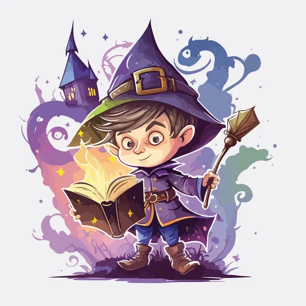 Волшебная Ведьма Волшебной Книгой — стоковый вектор