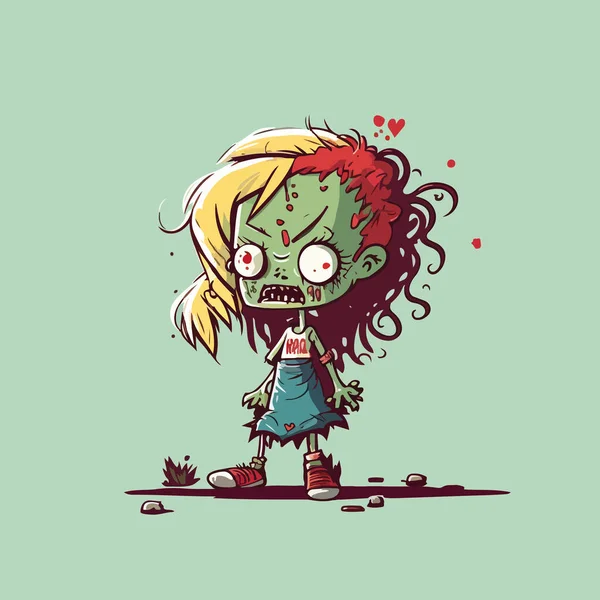 Ilustración Vectorial Chica Dibujos Animados Zombie — Vector de stock