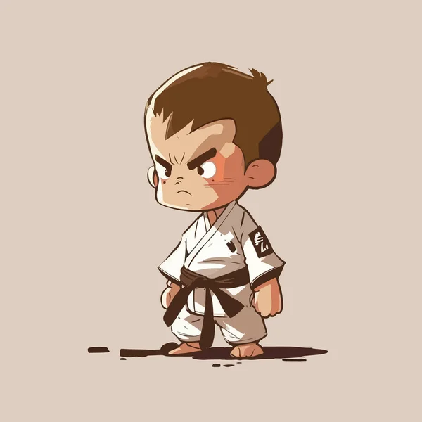 Cartoon Charakter Chlapec Karate Umění Ilustrace — Stockový vektor