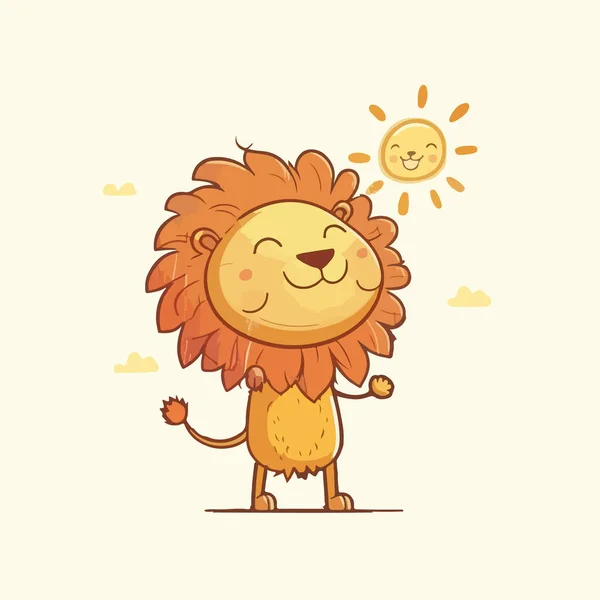 Χαριτωμένος Χαρακτήρας Λιονταριού Εικονογράφηση Διανύσματος — Διανυσματικό Αρχείο