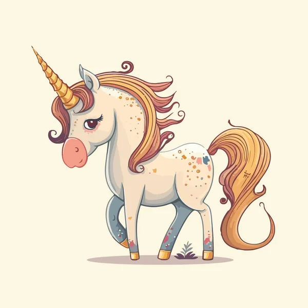 Unicorn Peri Lucu Dengan Surai Ajaib Sihir Dongeng Hewan Vektor - Stok Vektor