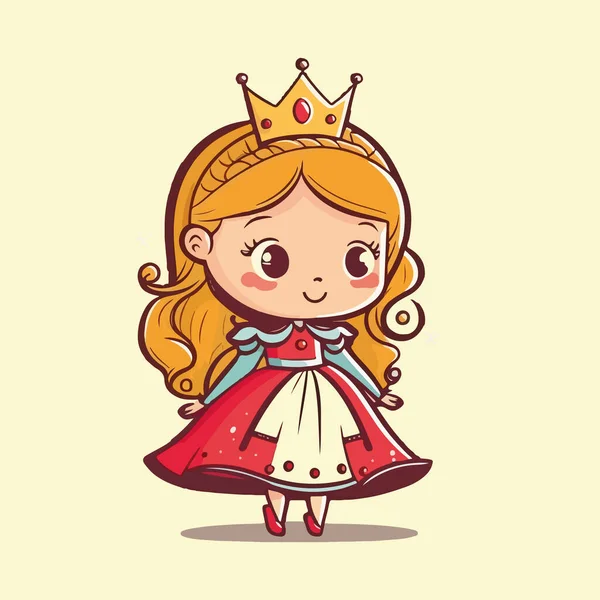 Mignon Princesse Personnage Vectoriel Illustration Design — Image vectorielle