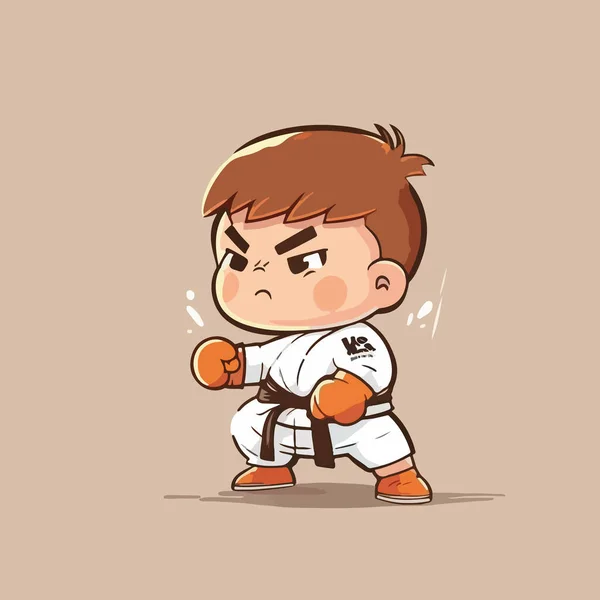 Vektorová Ilustrace Roztomilého Malého Chlapce Karate — Stockový vektor