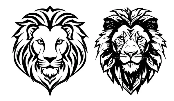 Lion Κεφάλια Διάνυσμα Εικόνα Σιλουέτα — Διανυσματικό Αρχείο