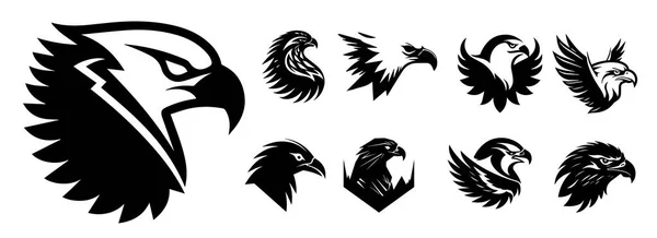 Αετός Κεφάλια Διάνυσμα Σιλουέτα Εικόνα Σχήμα Λογότυπο — Διανυσματικό Αρχείο