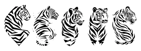 Τίγρης Κεφάλια Διάνυσμα Εικόνα Σιλουέτα — Διανυσματικό Αρχείο