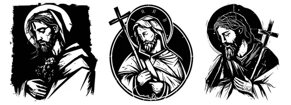 Ιησούς Χριστός Υιός Του Θεού Savior Διανυσματική Απεικόνιση Λέιζερ Κοπής — Διανυσματικό Αρχείο