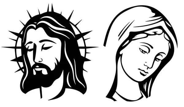 Jesus Kristus Son Till Gud Savio Och Vår Lady Madonnar — Stock vektor