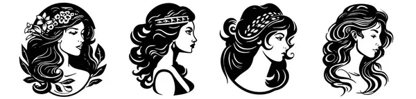 Ancienne Femme Grecque Illustration Vectorielle Tête Visage Féminin — Image vectorielle