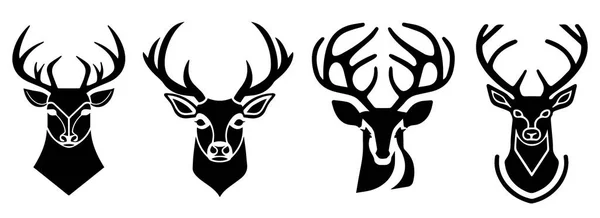 Deer Heads Vector Illustration Silhouette Shapes — Stock Vector