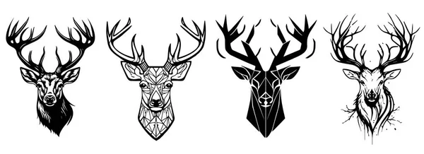 Deer Head Vektor Bentuk Ilustrasi Siluet - Stok Vektor