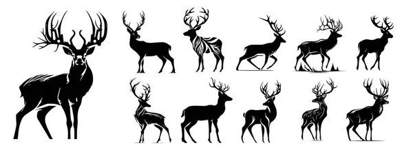 Deer Vector Illustration Silhouette Shapes — Stock Vector
