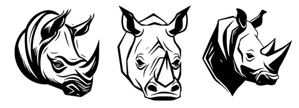Rhinocéros Illustration Vectorielle Noire Silhouette Découpe Laser — Image vectorielle