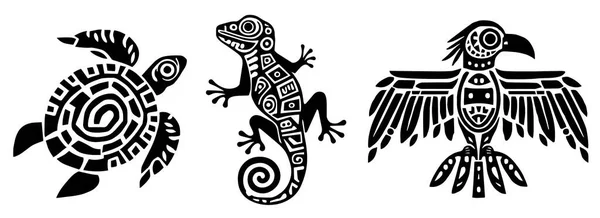 Antik Maya Aztek Desenleri Vektör Siluet Çizim Şekli Lazer Kesimi — Stok Vektör