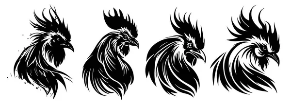 Illustration Silhouette Vectorielle Coq Forme Noire — Image vectorielle