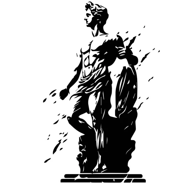 Ancient Greek Statue Vector Silhouette Illustration — Stock Vector
