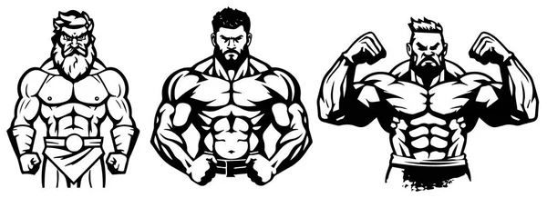Homem Forte Muscular Vetor Preto Ilustração Silhueta Corte Laser —  Vetores de Stock