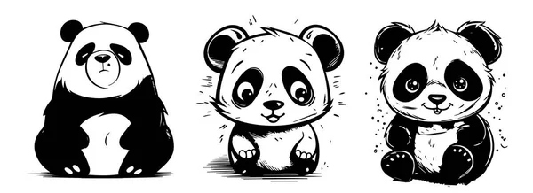 Panda Bear Wektor Obrazu Białym Tle Ilustracja Wektora Sylwetka — Wektor stockowy