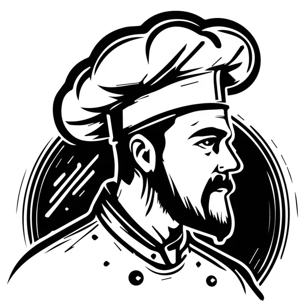 Cabeza Cocinero Sombrero Del Chef Silueta Ilustración Del Logotipo Del — Archivo Imágenes Vectoriales