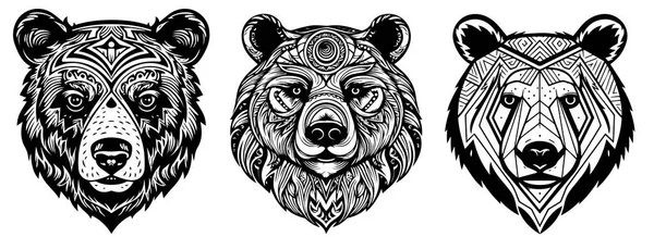 Bear Heads Vector Illustration Silhouette — Stock Vector