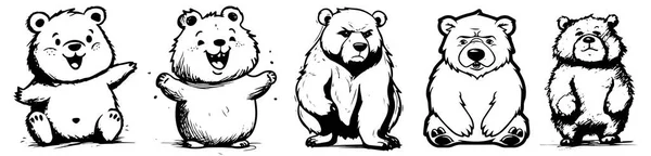 Ведмідь Векторне Зображення Білому Тлі Векторні Ілюстрації Силует — стоковий вектор