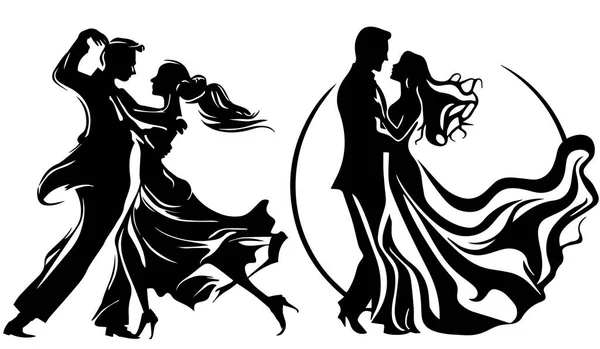 Illustration Vectorielle Couple Danse Silhouette — Image vectorielle