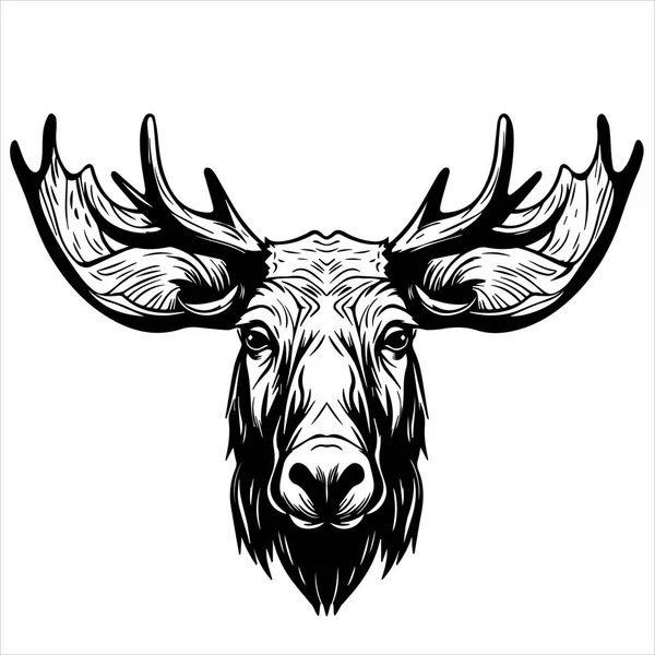 Moose Head Vector Silhouette Illustration — Stock Vector