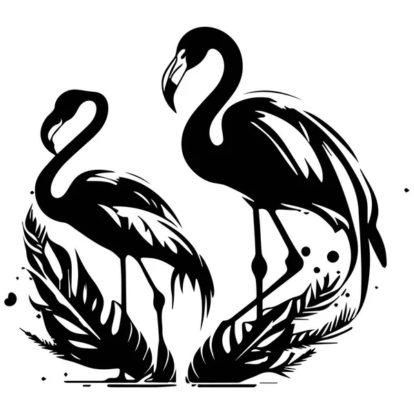 Flamingo Vector Silhouette Illustration White Background — Stock Vector