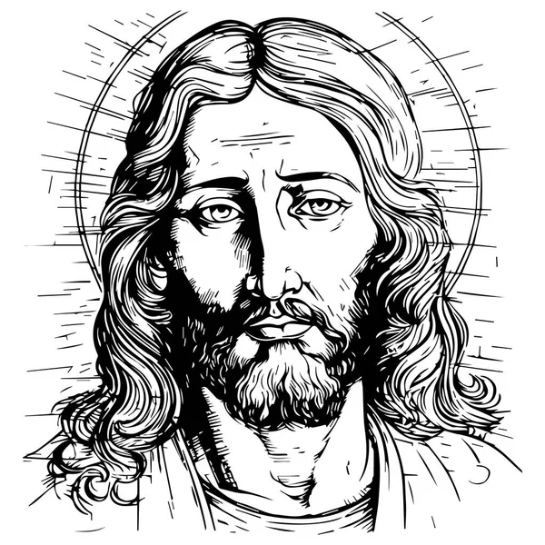 耶稣基督救主神的儿子弥赛亚 矢量插画轮廓激光切割 — 图库矢量图片