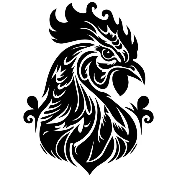 Rooster Vector Silhouette Illustration Black Shape — Stock Vector