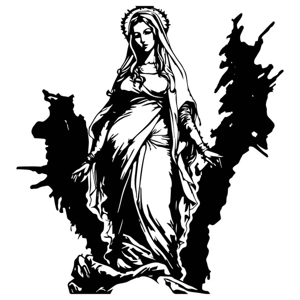 Unsere Liebe Frau Jungfrau Maria Vektorillustration Madonna Mutter Gottes Silhouette — Stockvektor