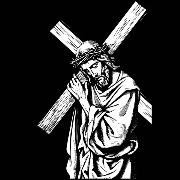 Иисус Христос Спаситель Мессия Сын Божий Силуэт Лазерной Резки — стоковый вектор
