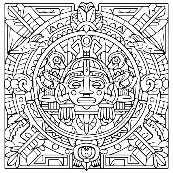 Antiche Forme Maya Azteche Sagoma Vettoriale Illustrazione Modelli Taglio Laser — Vettoriale Stock