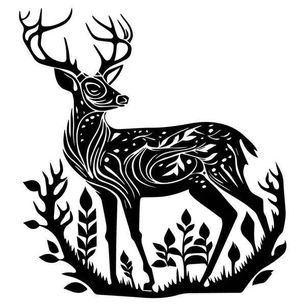 Deer Vector Silhouette Illustration — Stock Vector