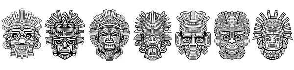 Αρχαία Μάγια Και Αζτέκων Μοτίβα Διάνυσμα Σχήμα Απεικόνιση Σιλουέτα Κοπή — Διανυσματικό Αρχείο