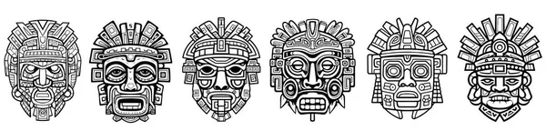 Ancient Mayan Aztec Patterns Vector Silhouette Illustration Shape Laser Cutting — Stock Vector