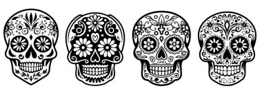 Skull head vector illustration on a white background, scary human skull clipart